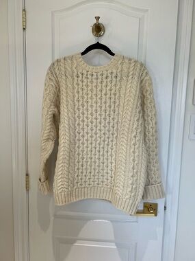 Brandy Melville Ivory Cable Knit Crewneck Sweater
